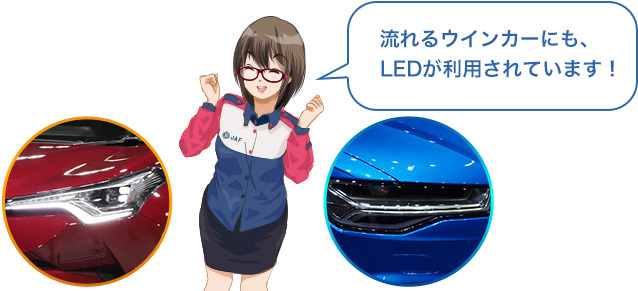 流れるウインカーにも、LEDが利用されています！