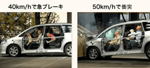 40km/hで急ブレーキ、50km/hで衝突