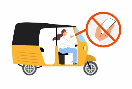 運転中に携帯電話を使用しているイラスト