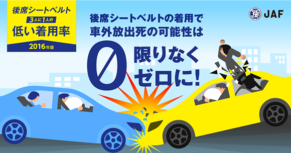 後席シートベルト"3人に1人"の低い着用率