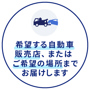 希望する自動車販売店、またはご希望の場所までお届けします