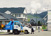 有珠山噴火による被災車両の無料点検を実施（2000年4月）