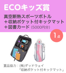 ECOキッズ賞／真空断熱スポーツボトル ＋収納ポケット付キックマット ＋図書カード