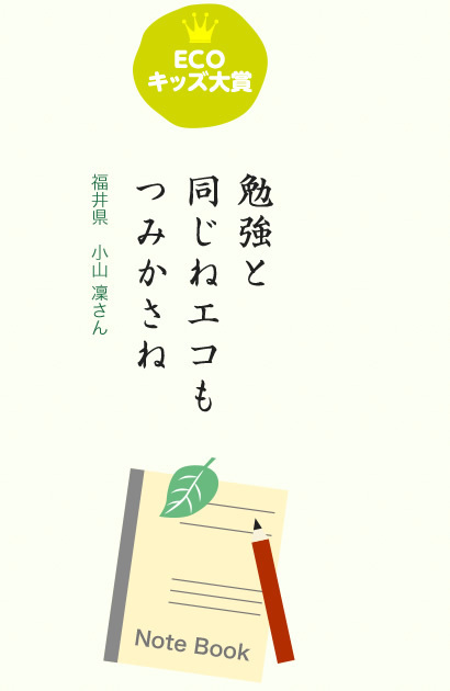 勉強と 同じねエコも つみかさね／福井県 小山凜さん