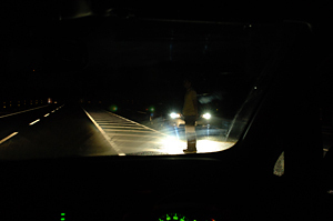 写真：雨天夜間の視野