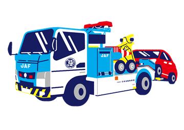 ロードサービスカー_牽引中のレッカー車(左前)