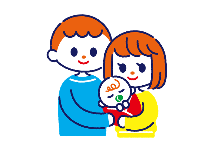赤ちゃんを抱っこする夫婦